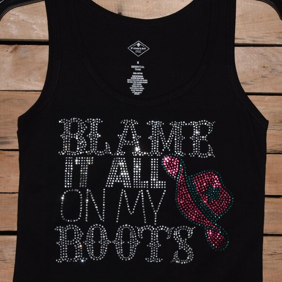Blame It All On My Roots rhinestone  sleeveless tank  XS S M L XL XXL 1X 2X 3X … - Picture 6 of 8